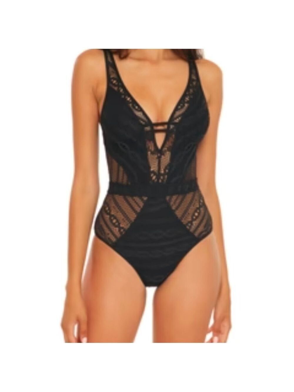 Becca black color play 1 piece plunge swimsuit size Small